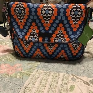 Vera Bradley Blue and Orange Geometric Crossbody Bag NWT